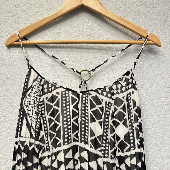 Tori Richard Summer Geometric Boho Hawaian Halter Beach Sheer Flowy Dress Sz 6 - Picture 3 of 9